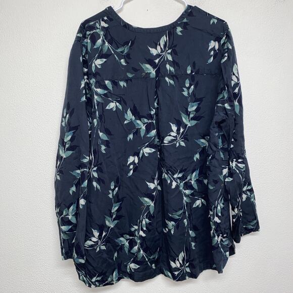 Pure Jill Indigo Blue Gauzy Floral Button Down Top Size XL Soft - Picture 9 of 9